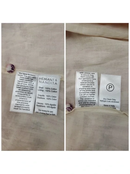 HEMANT & NANDITA Suki Maxi Dress Pink Floral Lace Boho Romantic Cottagecore S - Picture 12 of 13